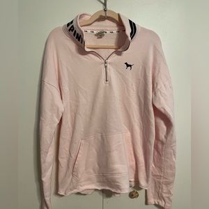 Victoria’s Secret Pink Raw Hem Quarter Zip Sweatshirt